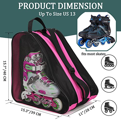 Soudittur Roller Skate Bag With Adjustable Shoulder Strap-Kids And Adults, Breathable & Water Proof High Capacity Ice Skate Bag For Skate Accessories(Pink) #TOP1