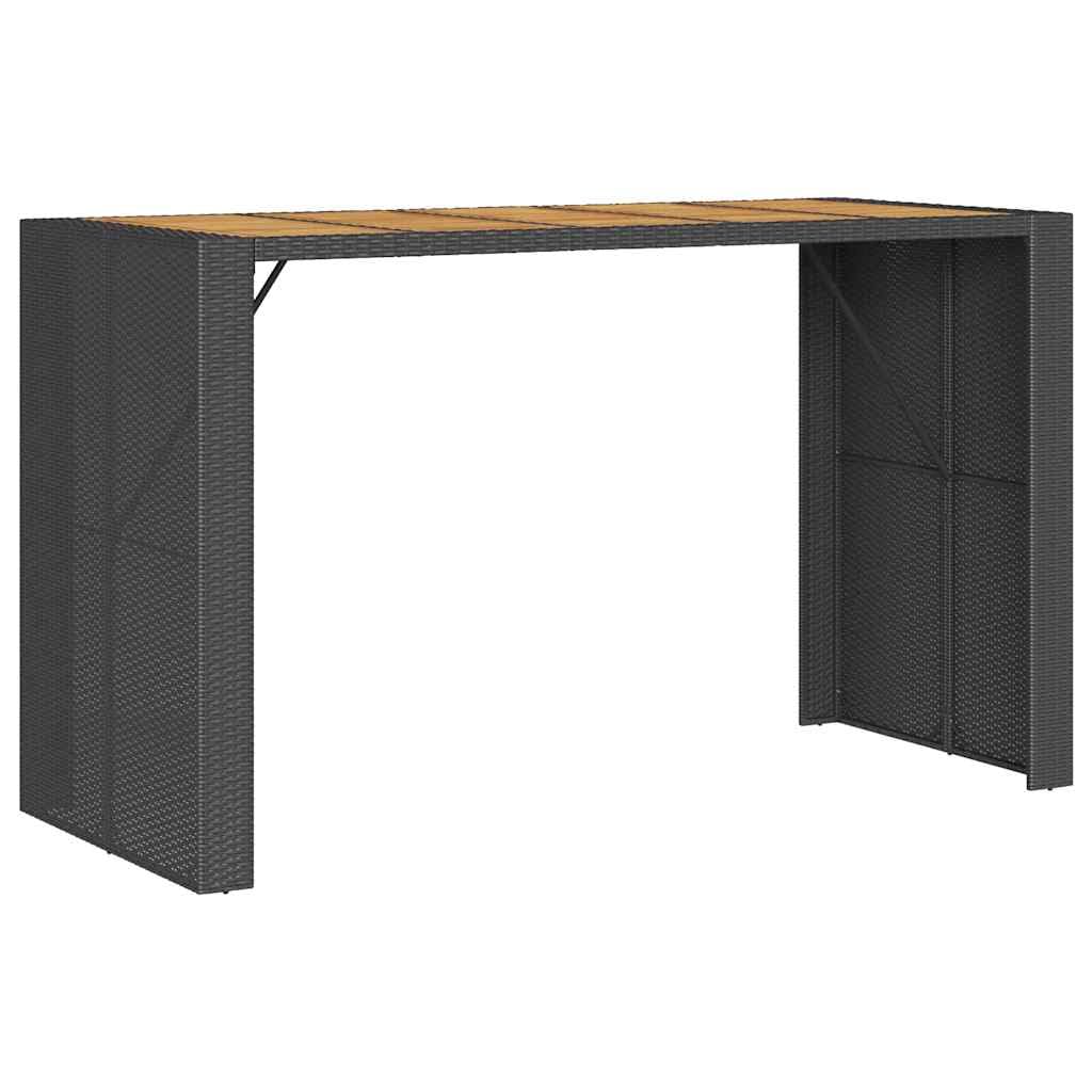 Homgoday Set Bar jardín sin Cojines 5 pzas ratán sintético Acacia Negro Barra Jardin Barra Bar Exterior mesas Altas y taburetes Dimensiones 185 cm