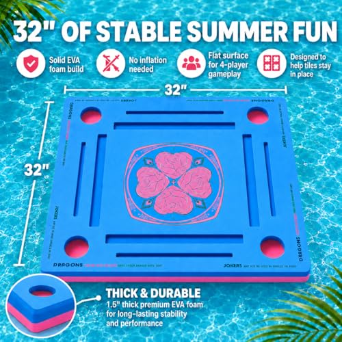 Mesa flotante de espuma para Mahjong 32" con portavasos miniatura 4