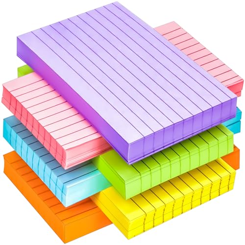 Tarjetas flash de colores neón surtidos con rayas, 900 fichas de índice de 3 x 5 pulgadas