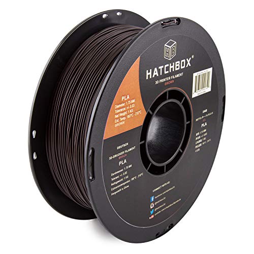 Image of HATCHBOX 1.75mm Brown PLA 3D Printer Filament, 1 KG Spool, Dimensional Accuracy + /- 0.03 mm, 3D Printing Filament