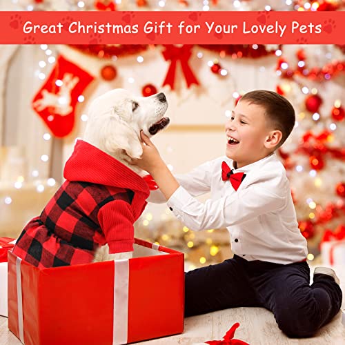 2 Pieces Christmas Knitted Plaid Dog Hoodie Dress Xmas Outfit Warm Soft Dog Sweater Skirt with Hat Winter Pet Coat… - Image 5
