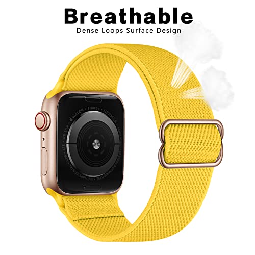 Image of AMANECER Stretchy Nylon Watch Band Compatible with Apple Watch Series 11 /10 /9 /8 /7 /6 /5 /4 SE 3 /2 /1, Adjustable Braided Elastic Sport Loop Rugged Strap for iWatch Women Men (Ginger Yellow, 38 /40 /41 /42MM)