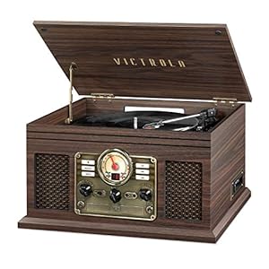 Victrola Nostalgic 6-in-1 Bluetooth Record Player & Multimedia Center with Built-in Speakers – 3-Speed Turntable, CD…