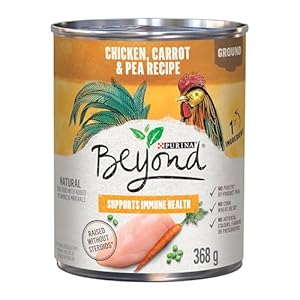 Beyond Natural Wet Dog Food, Chicken, Carrot & Pea Ground Entree – 368 g Can (12 Pack)