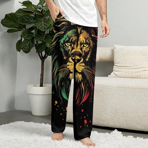 African Flag Lion Men's Pajama Pants Lightweight Pjs Bottoms Sleep Lounge Pant with Pocket Drawstring4