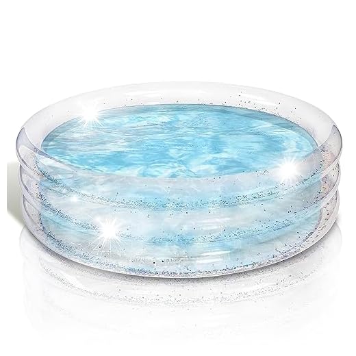 ArtCreativity Sparkly Inflatable Kiddie Pool for Kids - 3 Levels - Transparent Blow Up Kiddie Pool with Silver Glitter, Easy to Inflate Small Kiddie Pools for Backyard