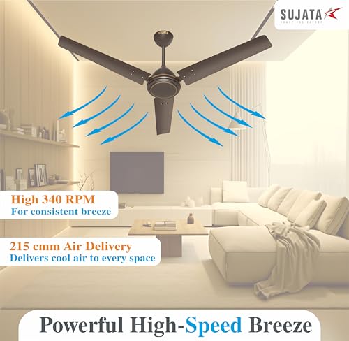 Image of Sujata SBF Air 1200mm BLDC Ceiling Fan | 3 Years Warranty | Savings up to 60% | Remote Control | Fans Ceiling Fans 5 Star | Silent Motor | Inverter Compatible | Living Room & Bedroom (Smoke Brown)