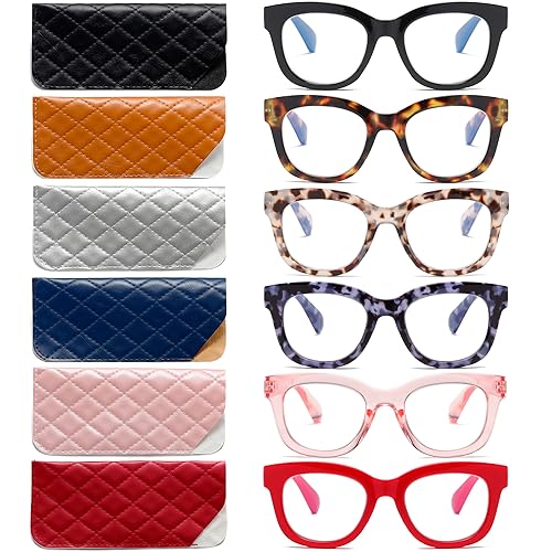 Image of Oversized Reading Glasses for Women,3 Pack Blue Light Blocking Computer Spring hinge Readers