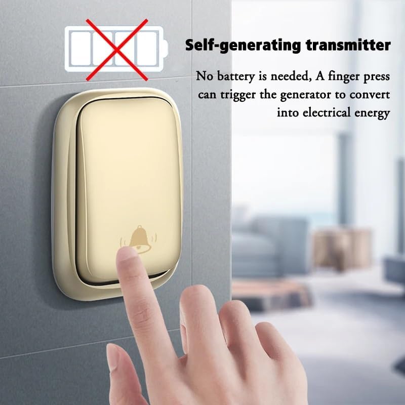 ホームドアベル 2 ボタン レシーバーセルフパワー防水バッテリーなしボタン米国 EU 英国プラグワイヤレスドアベル