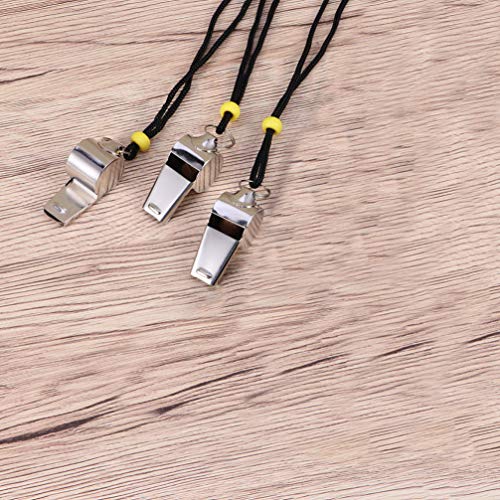 Apitos de árbitro de metal LIOOBO 4 peças de aço inoxidável com cordão para oficiais de treinadores