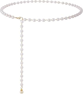 Pearl Belt Pearl Body Chain Adjustable Pearls Waist Chain for Women | Fashion Pearls Chains Belt for Dress Jeans Summer Beach Body Jewelry Gold Chain Belt for Women Dress Waist Chains Jewelry