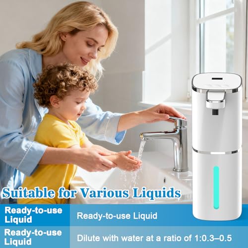Seifenspender Automatisch No Touch 400ml Elektrischer Seifenspender mit 9-Stufig Einstellbar, Display, USB Wiederaufladbarer, Wandbefestigung, IPX5 Wasserdicht für Bad Küche Büro 5