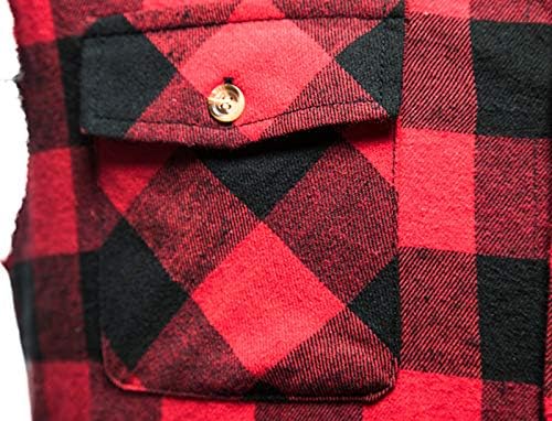 Mens Sleeveless Plaid Shirt Casual Flannel Button Down Shirts Loose Fit with Pocket - Image 5