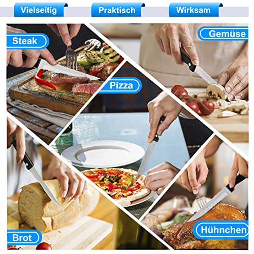 Foto von Homikit Steakmesser 12-teilig, Gezacktes Steakbesteck Set, Edelstahl Steak Besteck Messer für Haus Restaurant, Rostfrei & Spülmaschinenfest
