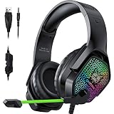 【Incomparable Comodidad Cascos Gaming】Cascos gaming con bloque de proteína blanda + almohadillas de espuma con memoria.cubre toda la oreja y elimina el sonido externo de manera muy efectiva. ajuste cómodo e indoloro para proporcionar una excelente experiencia de juegos para un uso prolongado.