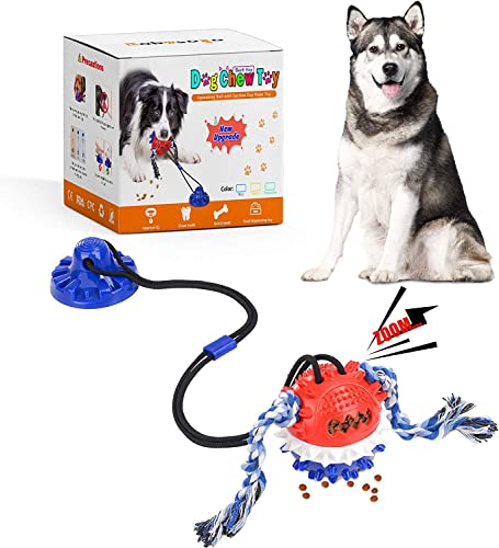 Bobosogo Dog Rope Ball Interactive Tug Of War Toy, Suction Cup Dog Toy For Aggressive Chewers, Puppy Tug Toy Squeaky Ball Puzzle Toys For Teeth Cleaning Toys For Small Medium Large Dog #TOP1
