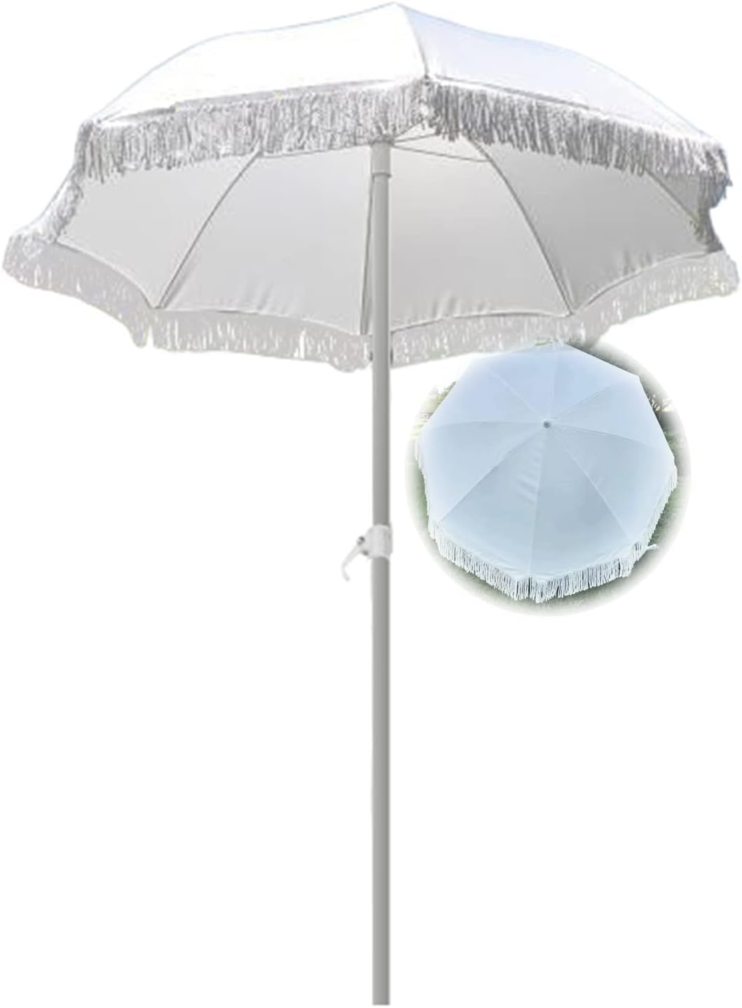 Parasol de jardin vintage blanc inclinable pour bloquer soleil et pluie