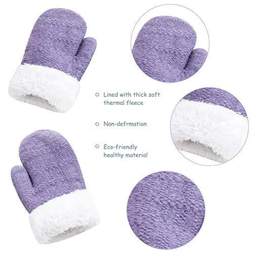 Image of Kids Winter Beanie Hat Mittens Set Warm Fleece Hat Baby Toddler Knitted Hat & Gloves for Boys, Girls