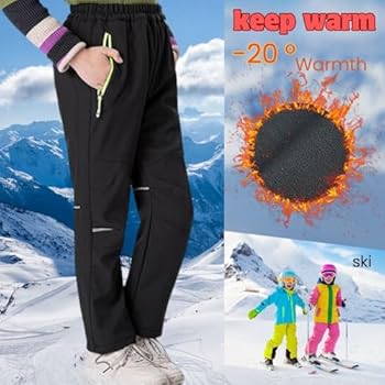 Hpbygstae waterdichte thermobroek voor jongens en meisjes, sneeuwbroek