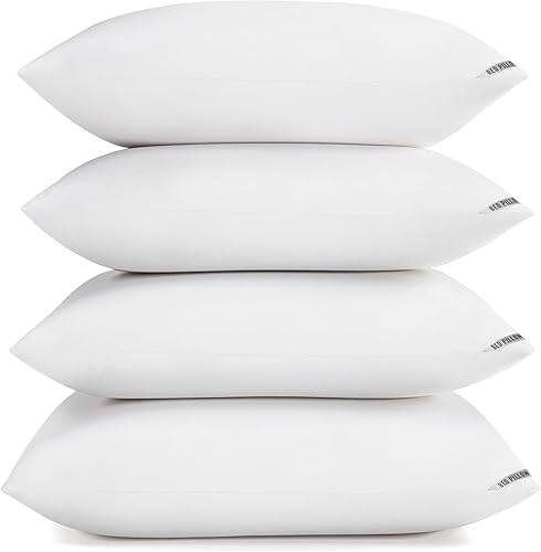 Miniatura 11 de Almohadas de cama alternativas de plumón, tamaño estándar, paquete de 4 – Almohadas de hotel de felpa suaves y seguras para los que duermen boca