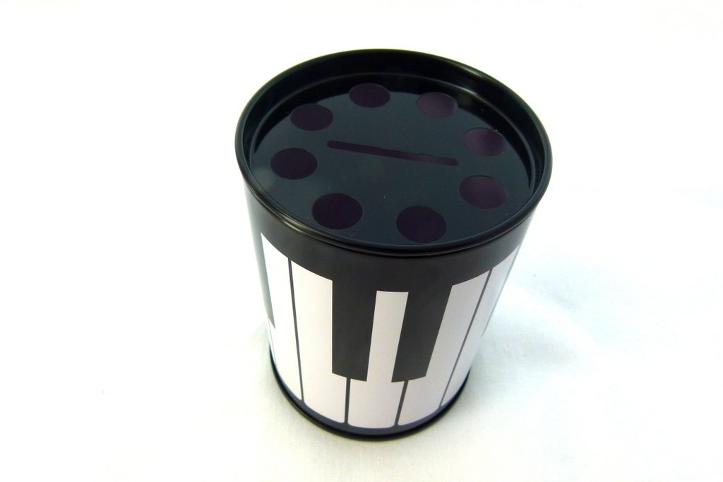 Music Themed Piano Keys Design Tin Saving Bank with pen holder