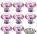 econoLED Drawer Pull Handles, 10Pcs 30mm Crystal Glass Diamond Shape Cabinet Cupboard Drawer Knobs with Golden Screws - Pink