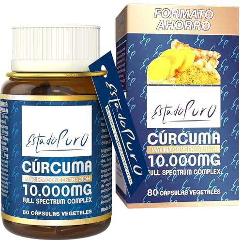 Cúrcuma con Pimienta Negra | Cúrcuma Estado Puro 10000mg | Antiinflamatorio Natural, 25x Veces Más Concentrada, Tres Tipos de Curcumina | 80 Cápsulas de Cúrcuma Tongil (1)
