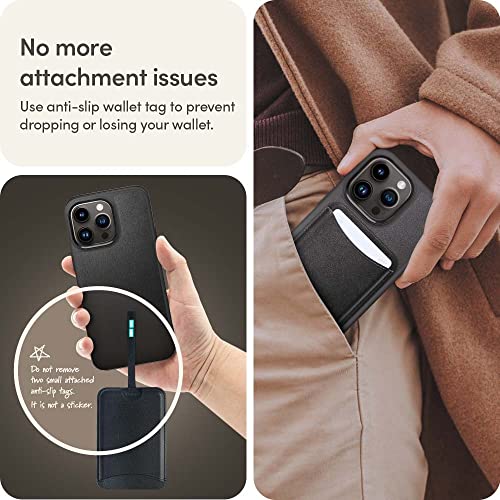 Image of Spigen Men Faux Leather Cyrill Kajuk Mag Wallet Magnetic Card Holder [Compatible with iPhone 16 / iPhone 15 / iPhone 14 / iPhone 13 / iPhone 12 Series] - Black