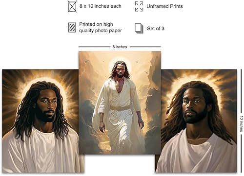Miniatura 2 de masculine Christian Gifts for African Americans - Jesus Christ Wall Decor Poster for Black Man, Black women, Men - Religious Wall Art for Bedroom -
