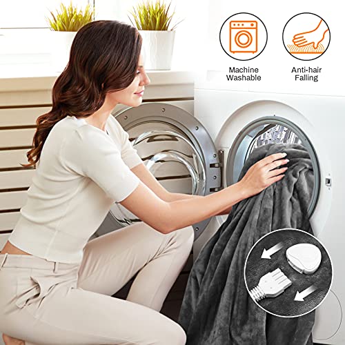 Electric Heated Throw Blanket Twin Size 62" X 84" | 6 Levels Fast Heating & Machine Washable | Full Body Warming Soft Flannel Sofa Bed Blankets With Auto-Off Overheating Protection 8H Timer | Grey #TOP4