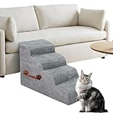 Picture of Dog Stairs for High Beds, 4 Step Dog Steps for Small Dogs and Cats, High Density Foam Cat Ramp for Bed,Pet Stairs for Bed Climbing, Non-Slip Balanced Pet Step Indoor(Grey)