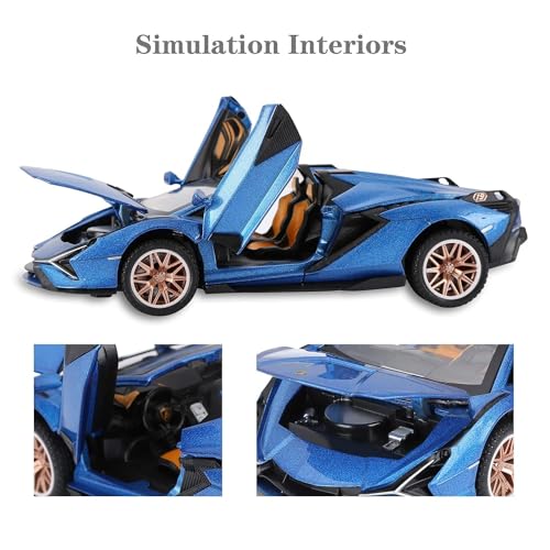 Image of 1:32 Scale Lamborghini Open SIAN Toy Car | Metal Pullback Diecast Car for Kids with Openable Doors, Sound, Light Effects Toy for Car Enthusiasts (Color As Per Available),black