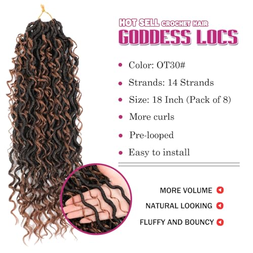 Image of 8 Packs Goddess Faux Locs Crochet Hair for Black Women,Long Locs Boho Style
