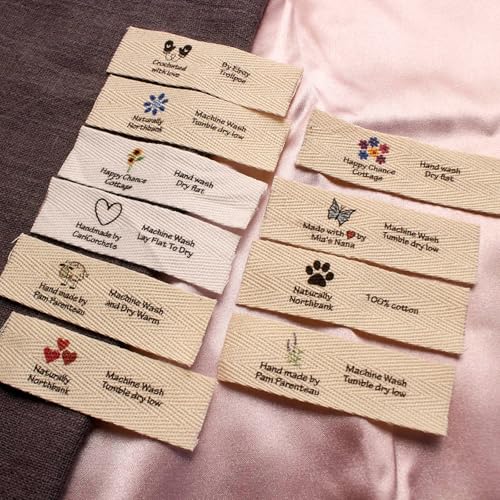 Étiquettes personnalisées en sergé de coton pour logo et texte de couture