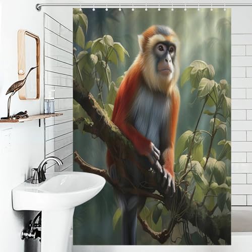 Rideau de douche singe imperméable en polyester lavable 122x183cm pour baignoire