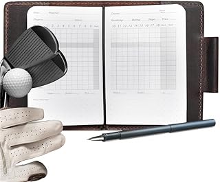 Refillable Golf Scorecard Holder–Full Grain Leather Golf Yardage Book Cover w/Golf Scorecard Book, Pencil Holder & Card Slot–Great Gift for Golfers-Unique Golf Gifts for Men & Women(Pen not included)
