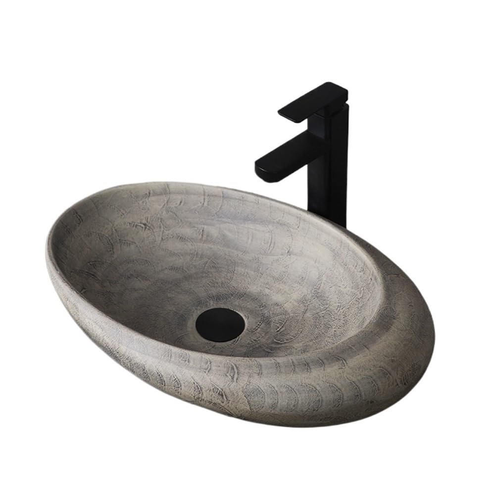Sink Bowl Oval Countertop Basin Outdoor Balcony Indoor Bathroom Washbasin Household Vintage Art Basin
