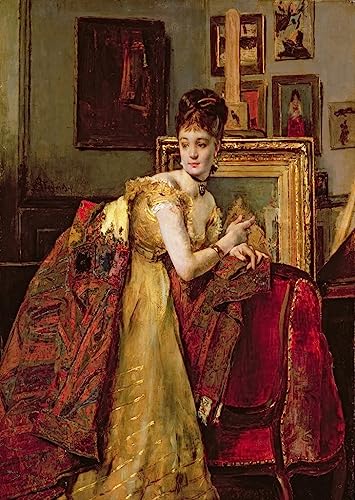 Tableau Toile Femme au châle indien par Alfred Emile Stevens 60x90cm