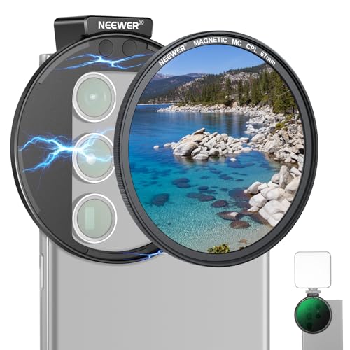 NEEWER 67mm Filtro CPL Magnetico per Telefono, Filtro Polarizzatore Circolare con Cold Shoe Clip, Accessorio Fotografia Compatibile con iPhone 17 16 Android Samsung Galaxy S25 Ultra