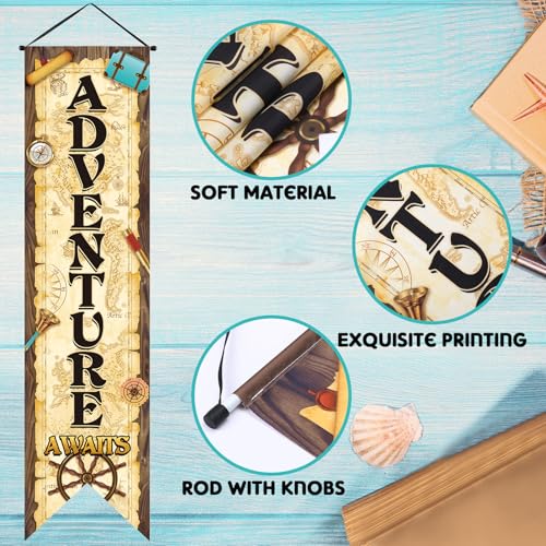 Image of Chiisong 3 Pieces Travel Themed Party Decorations Adventure Awaits Banners Vintage Bon Voyage Porch Signs for Indoor Outdoor Graduation Retirement Hanging Backdrops Going Away Farewell Party Decor