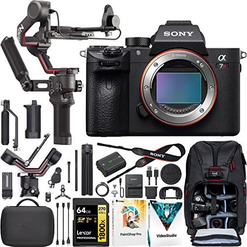 Sony A7R Iii Full Frame Mirrorless Camera Body Ilce-7Rm3A/B Filmmaker's Bundle Including Dji Rs 3 Combo Gimbal Stabilizer Kit + Deco Gear Photography Backpack + 64Gb High Speed Card & Software #TOP16