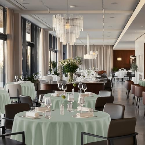 Image of sancua Round Tablecloth 120 Inch Diameter, 8 Pack - Circle Polyester Fabric Table Cloth for Wedding Party Reception Banquet Birthday, Washable Formal Table Cover (Fit 48-96 Inch Tables), Sage Green