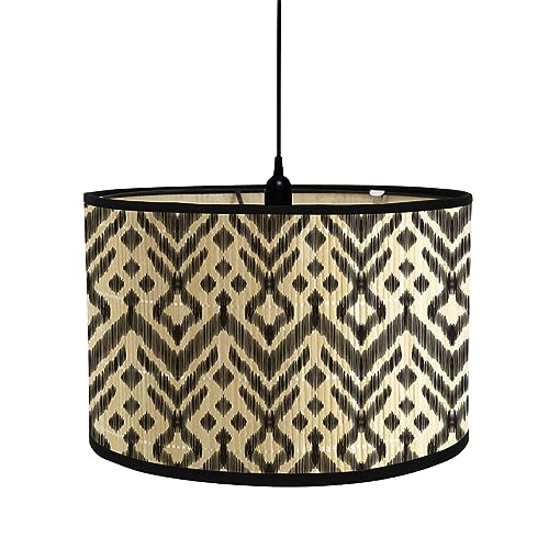 Morbuy Bamboo Lampshade for Table Lamp, Geometric Style Vintage Style Diameter 30cm Wooden Bedside Light Lampshade Light Shades Wall Light Lamp Shades, Desktop Accessories (Rhombus)