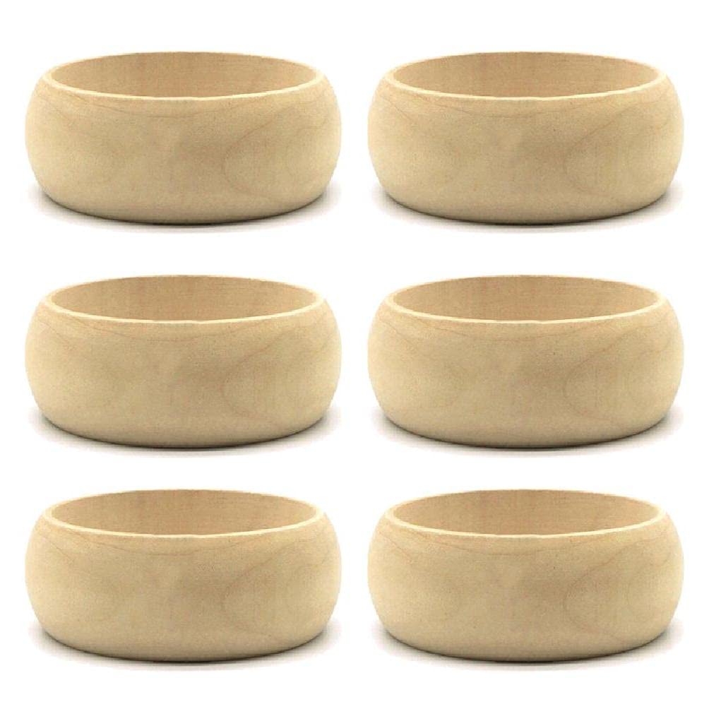 6 Pieces Unfinished Wood Bangles Bracelet Natural Round Wooden Ring for Art & Craft Project DIY Jewelry Making wood bracelet