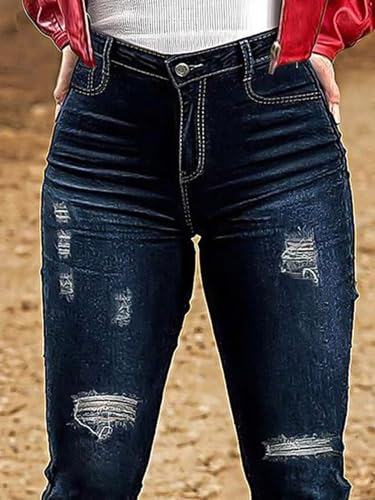 Flamingals High Waisted Flare Jeans for Women Stretchy Curvy Ripped Raw Hem 90s Trendy Western Bootcut Jean2
