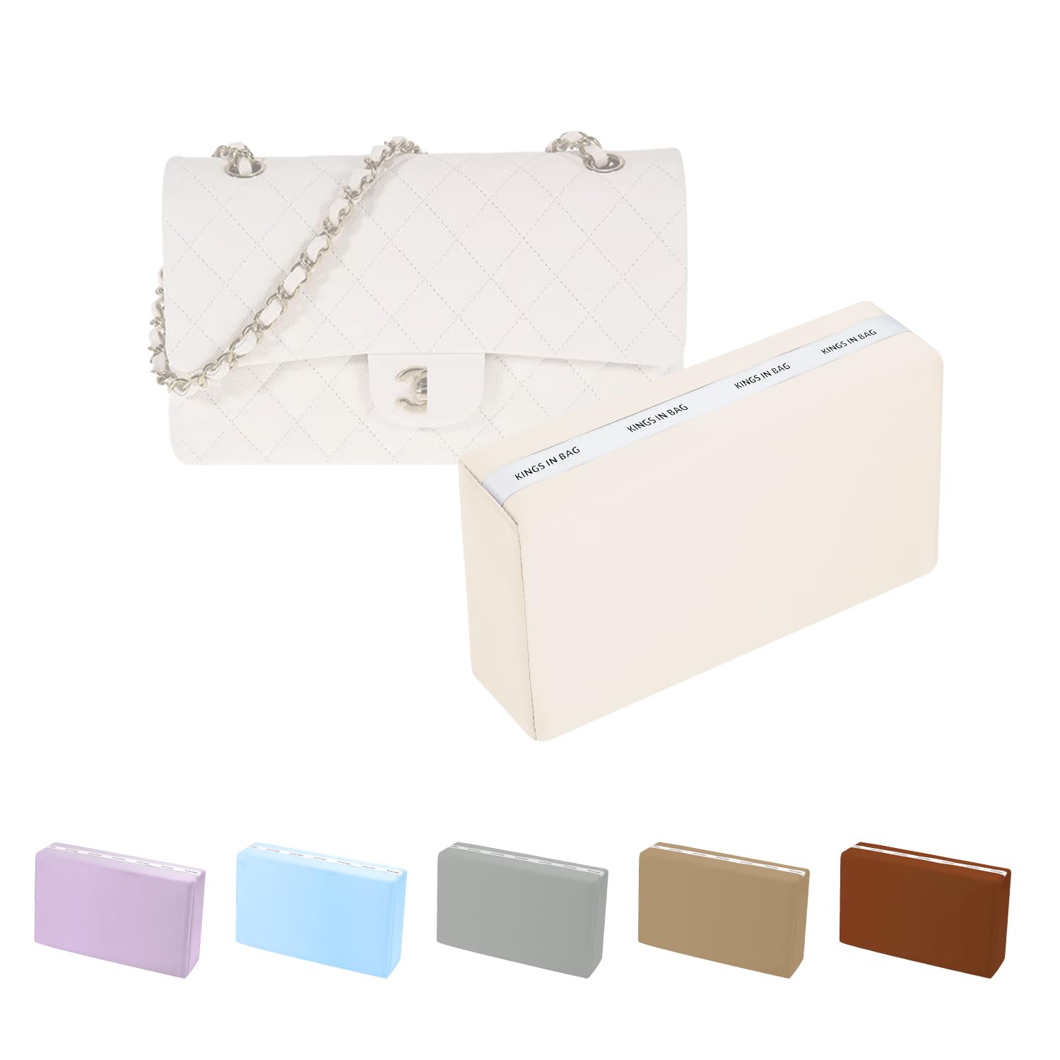 Shaper For CF 23 Small Bag - Velvet Bag Pillow Insert For Chanel Classic Flap Small 23, Ivory, Down Cotton Filled