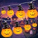 Jivoxia Halloween Pumpkin String Lights, 20 LED 9.8FT 8 Modes Pumpkin Lights Battery Operated, Waterproof Halloween Decorations Lights for Yard Indoor Outdoor Party Decorations