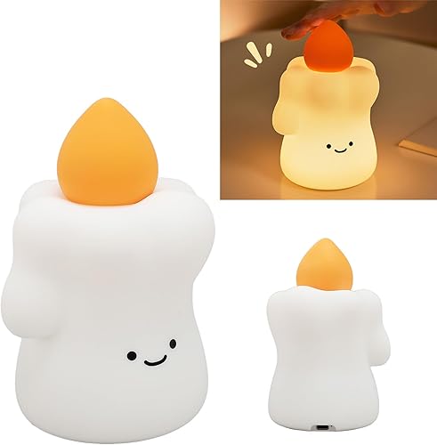 Miniatura 9 de Linda vela de cumpleaños con luz nocturna, grifo regulable de silicona LED para dormitorio, habitación de niños, luz cálida y suave, segura,