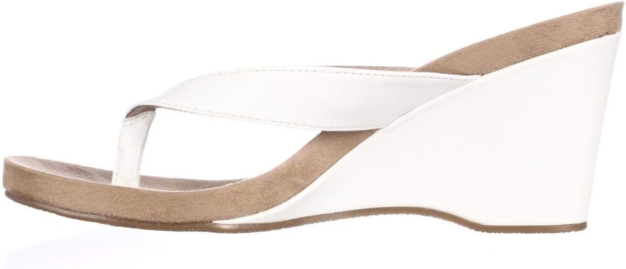 Style & Co. Womens Chicklet Faux Leather Wedge Sandals White 9 Medium (B,M)